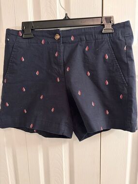 Women’s Nautica Navy Sailboat Embroidered Cotton Shorts